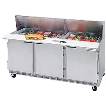 Beverage Air - SPE72-18 - Sandwich Prep Table - Front Breathing Mega-Top - 72"