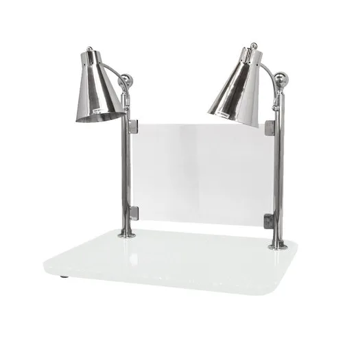 Buffet Enhancements - 010HFD-WG30RTSG - 30" Flex Dual Carving Station - White Granite Chefstone Rectangular Base w/ Sneeze Guard