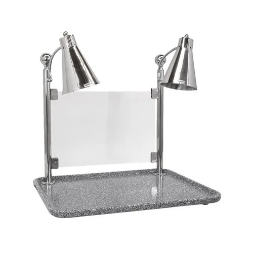 Buffet Enhancements - 010HFD-GG30RTSG - 30" Flex Dual Carving Station - Grey Granite Chefstone Rectangular Base w/ Sneeze Guard