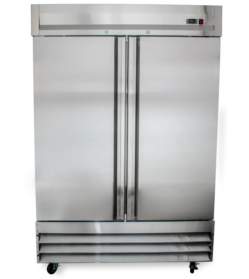 Universal USD54 54" Two Stainless Steel Solid Door Reach in Refrigerator - 47 Cu. Ft.