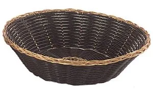 Update International BBV-8R - 8" Round Black Vinyl Woven Basket
