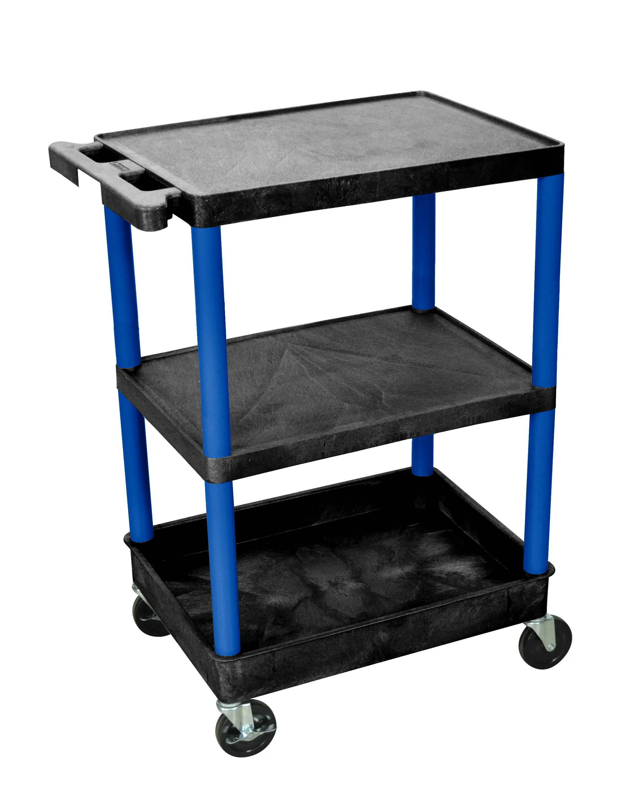 Luxor BKSTC221BU - Plastic 3 Shelf Utility Tub Cart - Black
