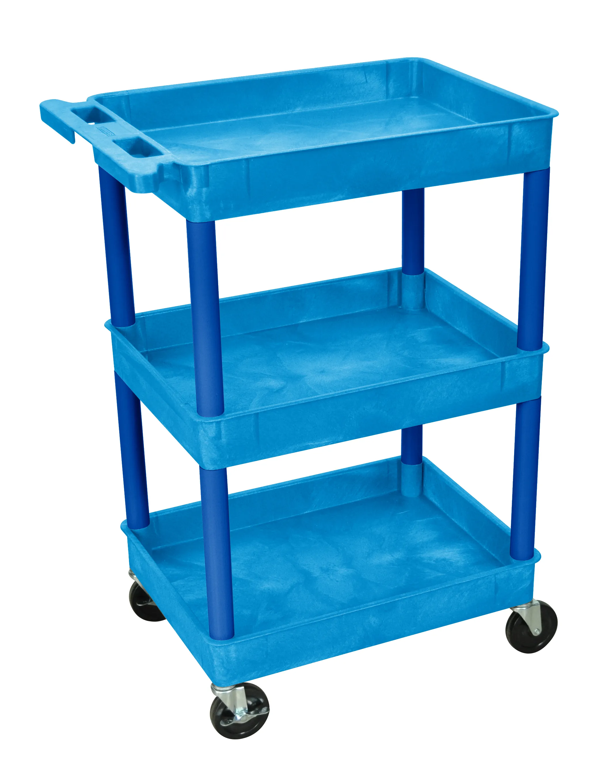 Luxor STC111BU - Plastic 3 Shelf Utility Tub Cart - Blue
