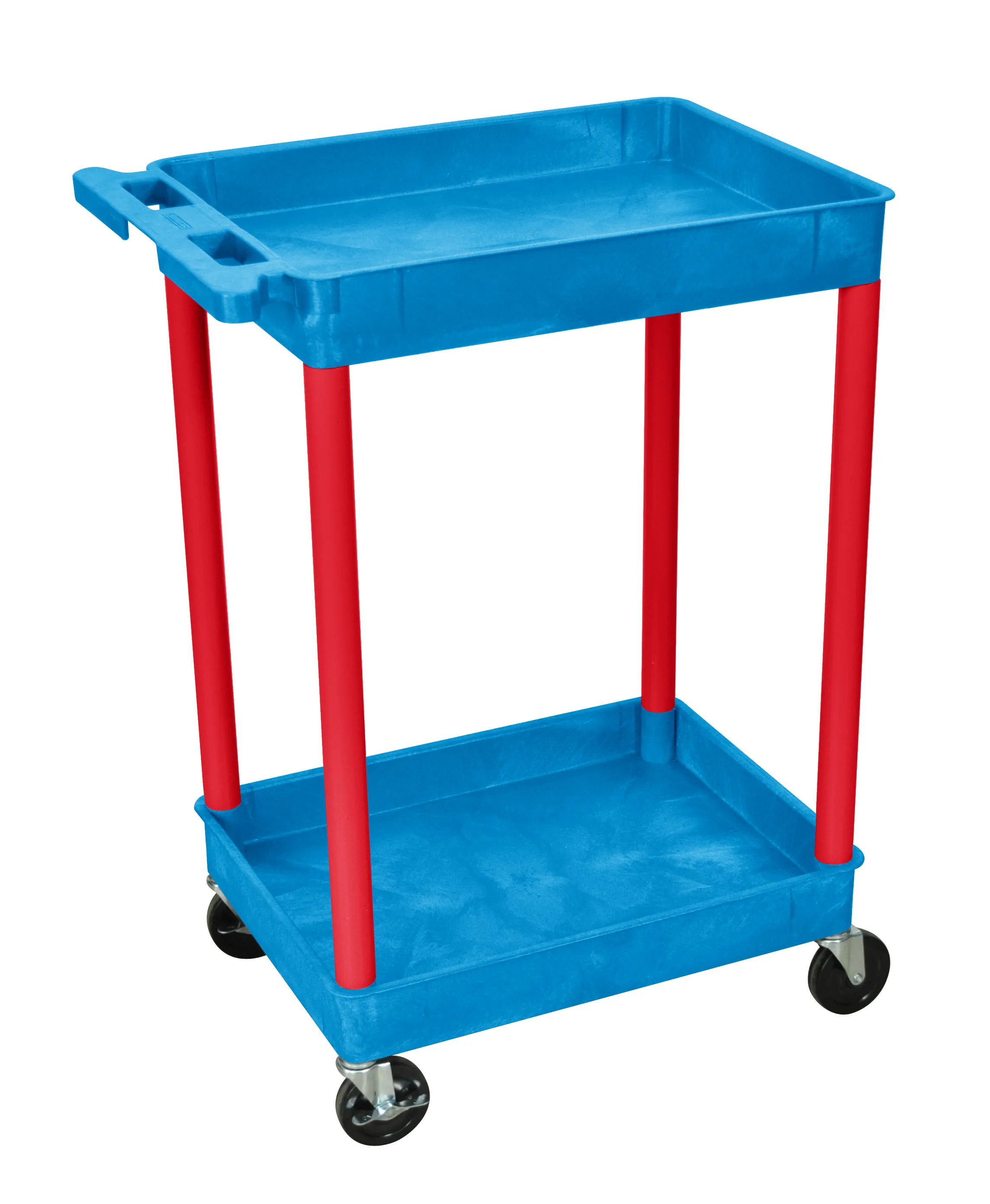 Luxor BUSTC11RD - Plastic 2 Shelf Utility Tub Cart - Blue