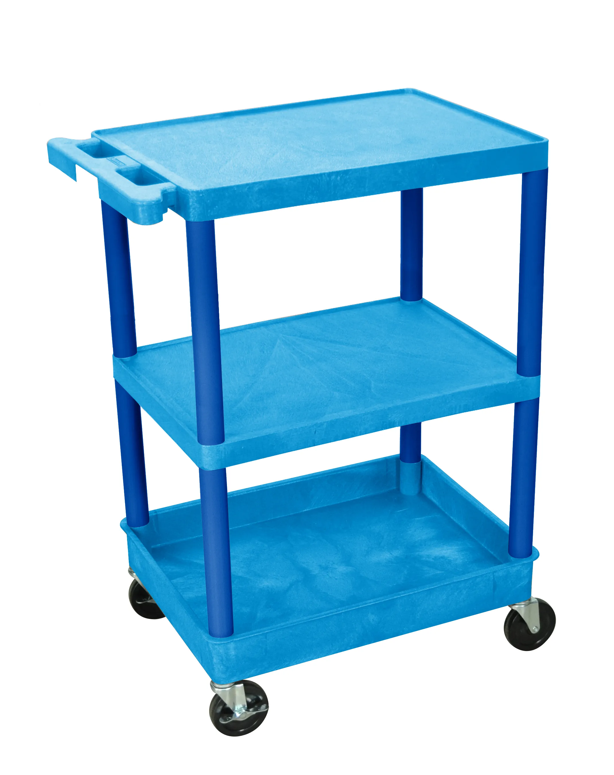 Luxor STC221BU - Plastic 3 Shelf Utility Tub Cart - Blue