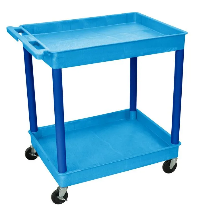 Luxor TC11BU - Plastic 2 Shelf Utility Tub Cart - Blue