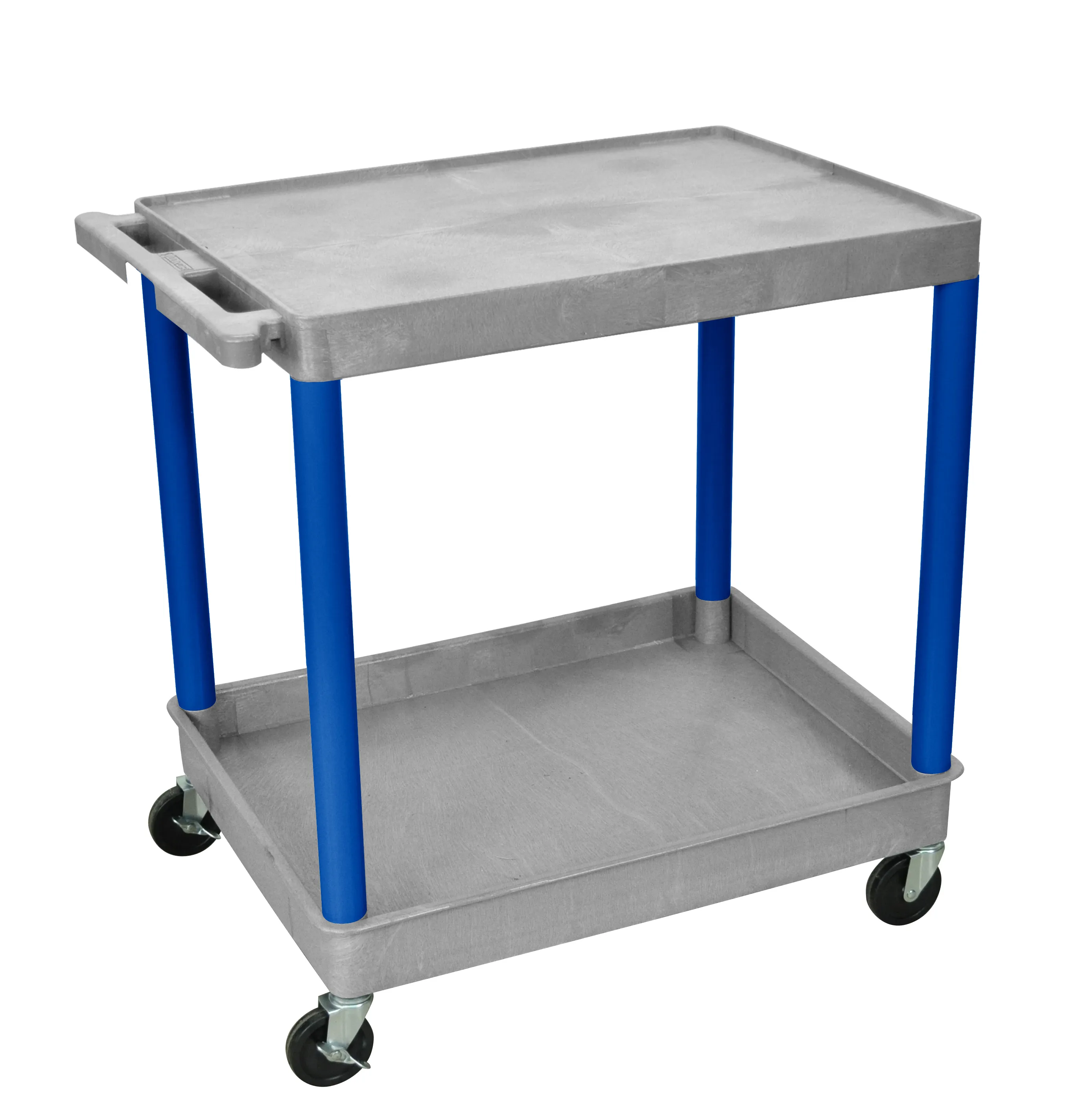 Luxor GYTC21BU - Plastic 2 Shelf Utility Tub Cart - Gray