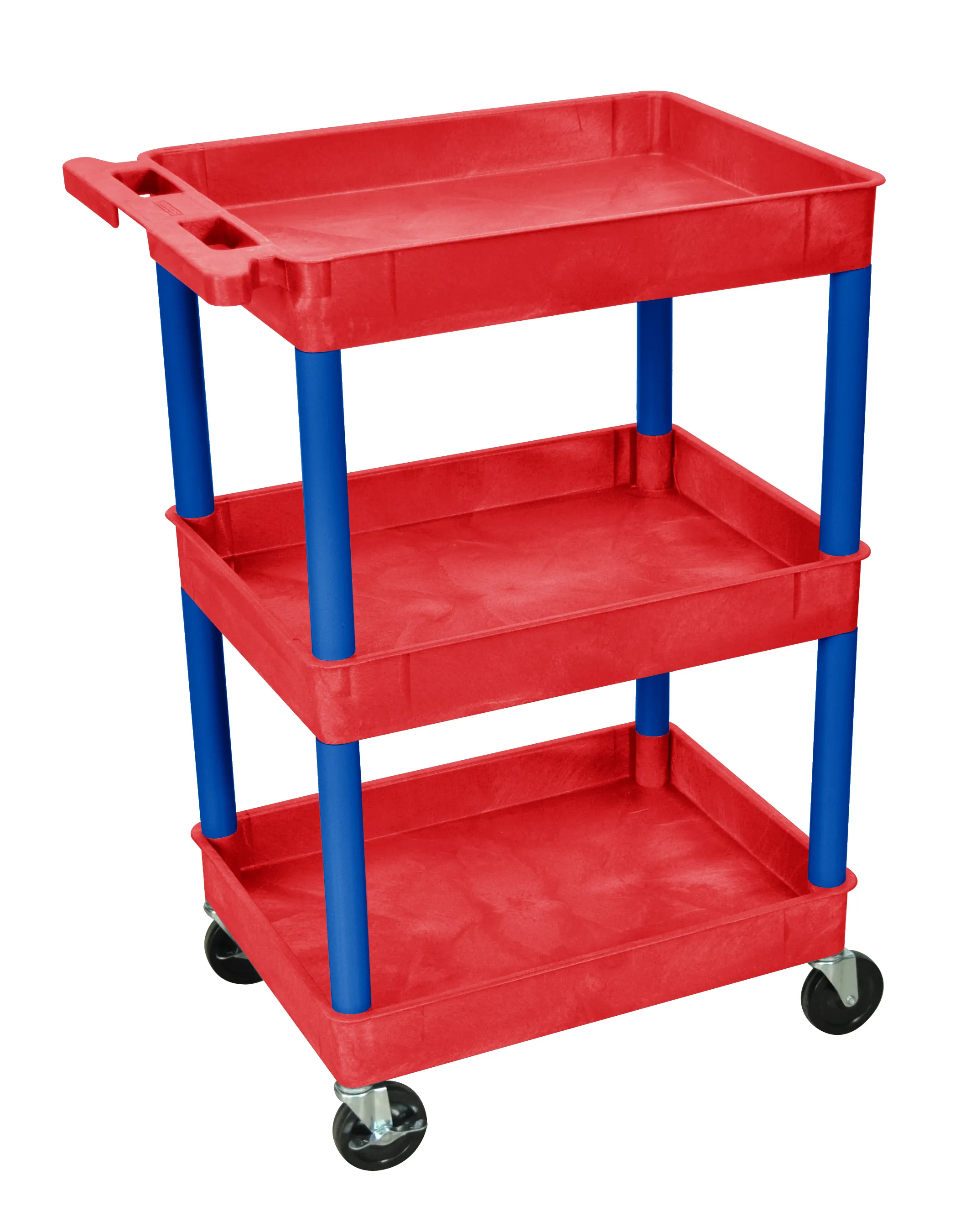 Luxor RDSTC111BU - Plastic 3 Shelf Utility Tub Cart - Red