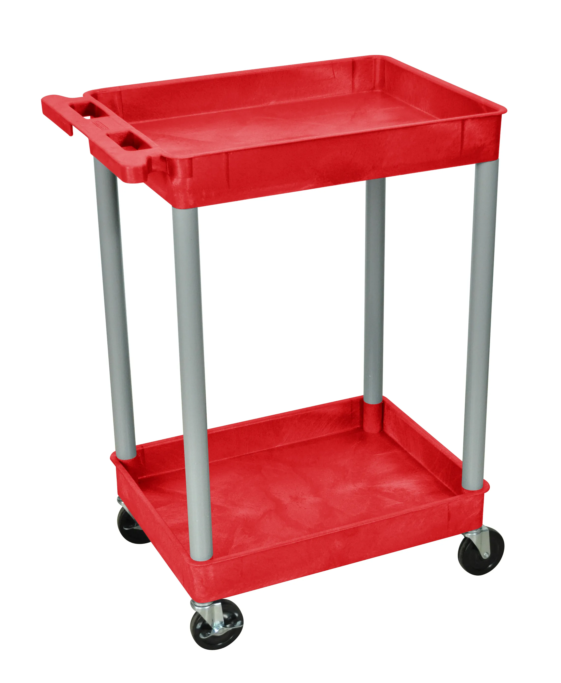Luxor RDSTC11GY - Plastic 2 Shelf Utility Tub Cart - Red