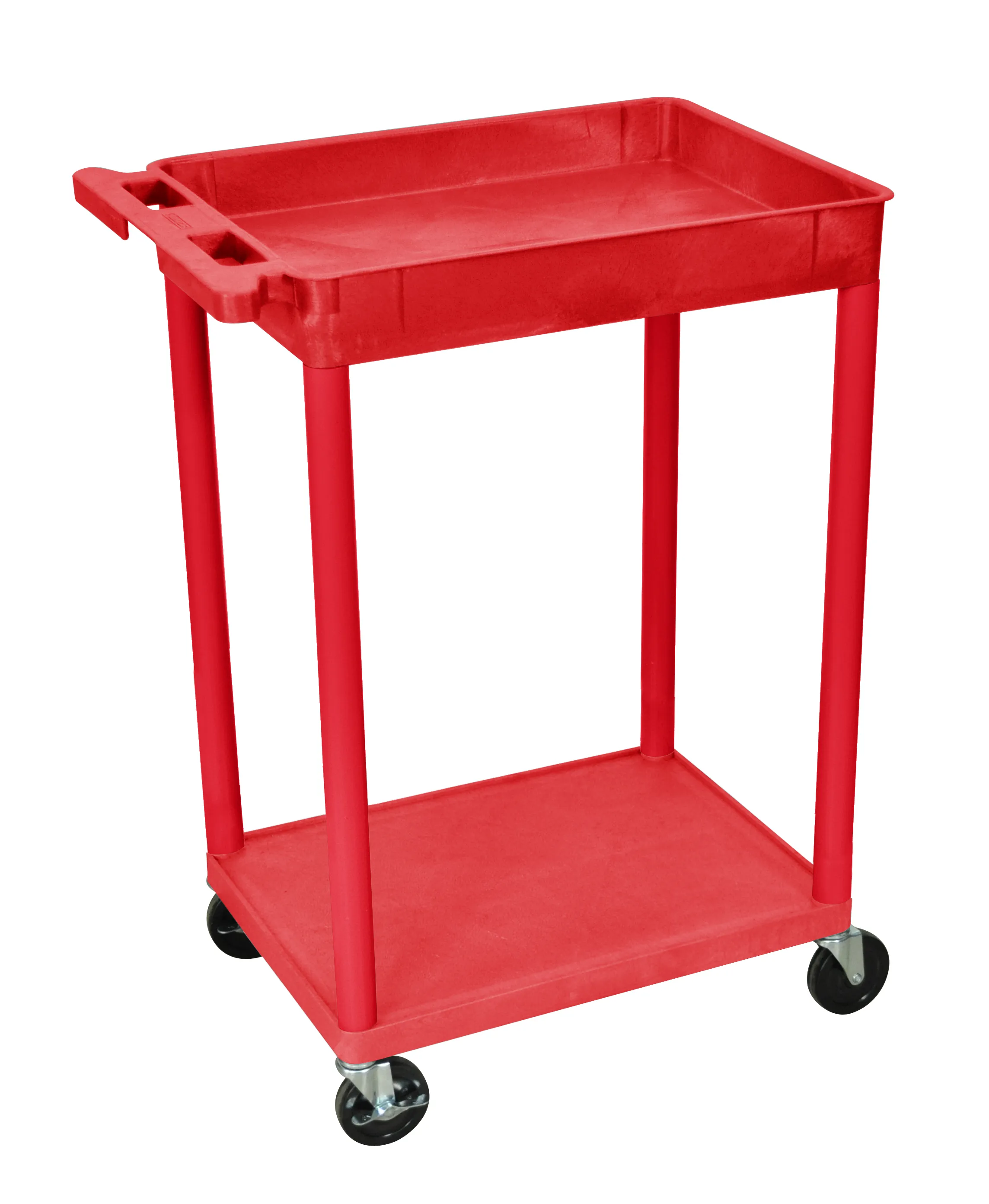 Luxor STC12RD - Plastic 2 Shelf Utility Tub Cart - Red