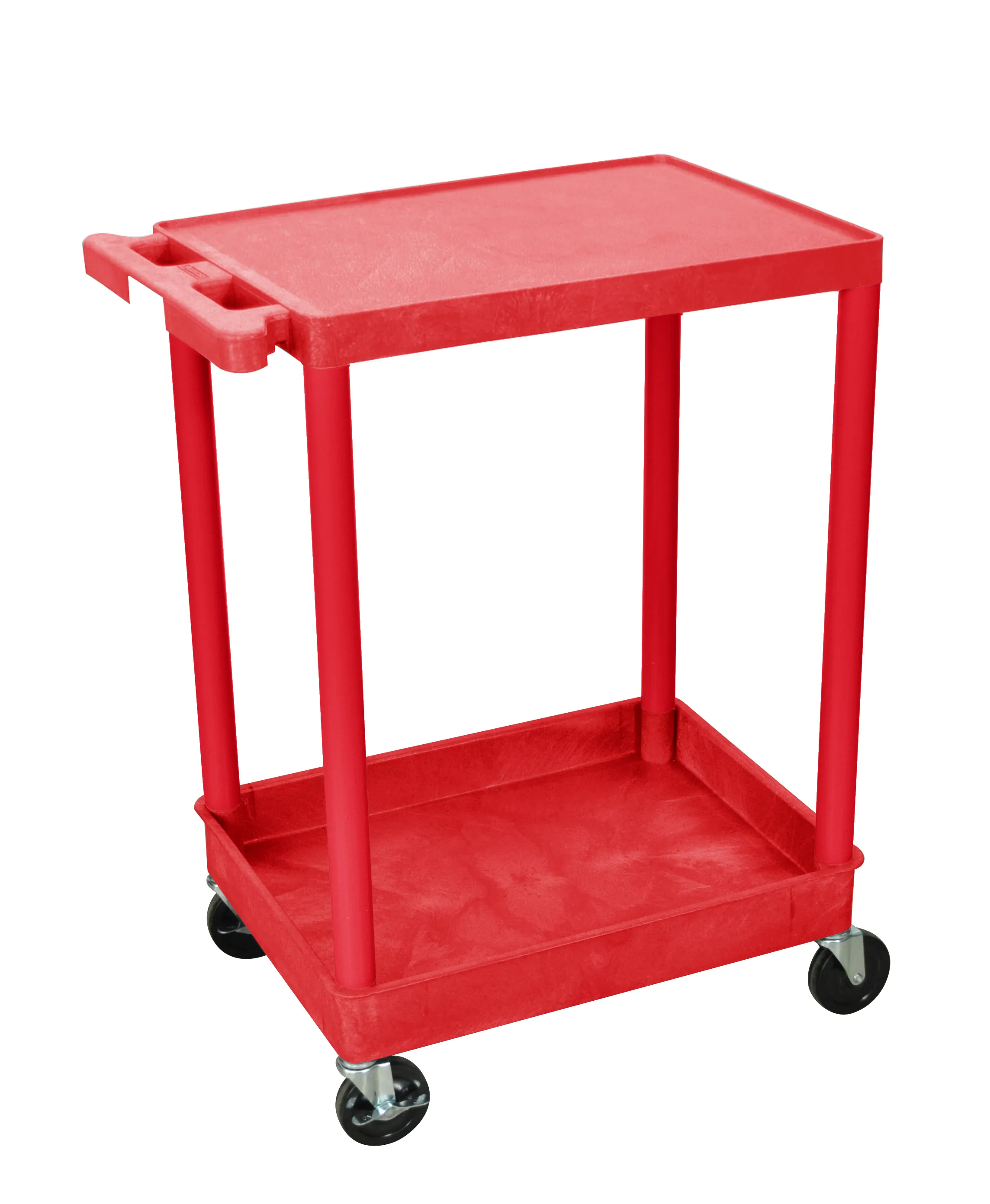 Luxor STC21RD - Plastic 2 Shelf Utility Tub Cart - Red