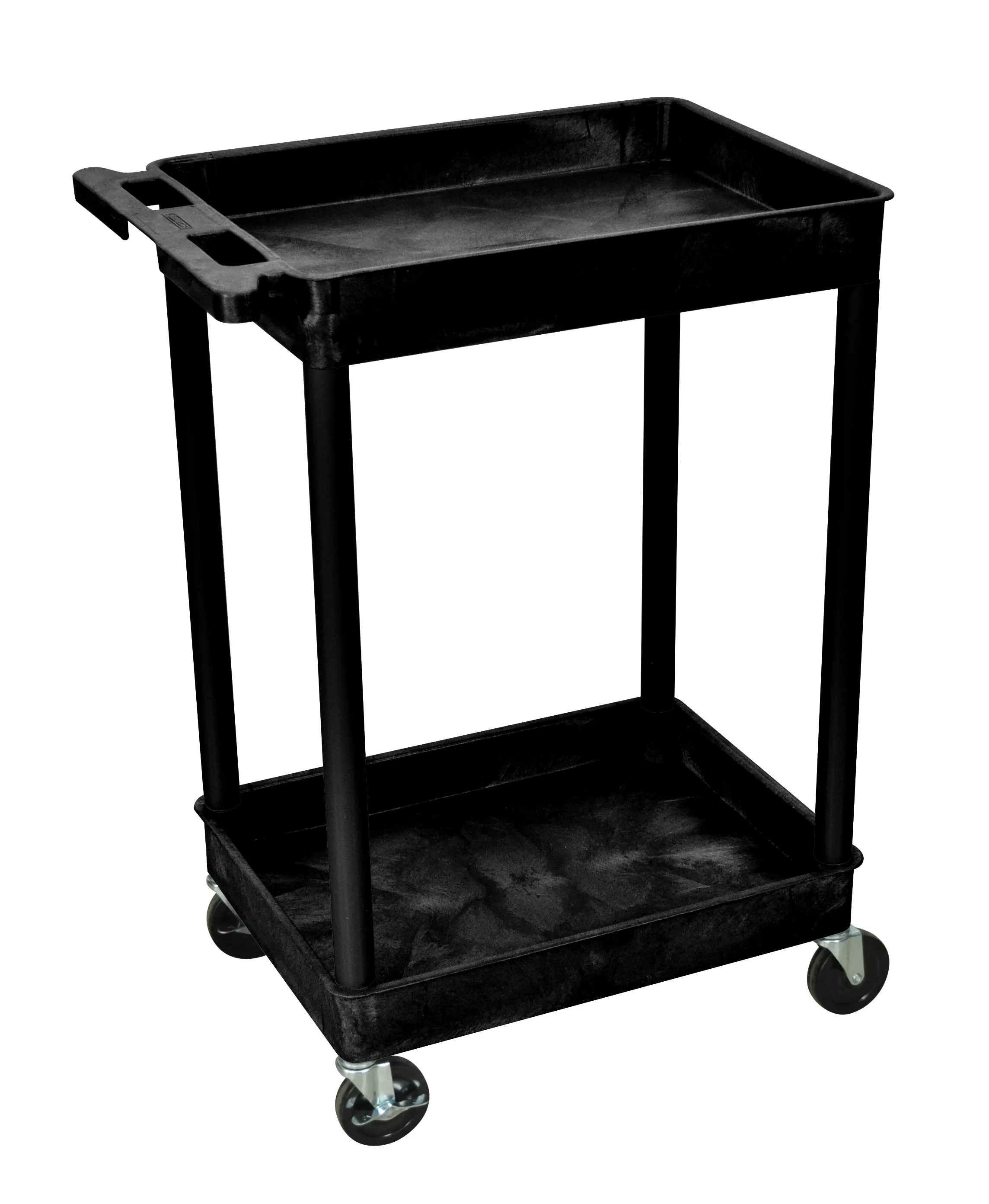 Luxor STC11B - Plastic 2 Shelf Utility Tub Cart - Black
