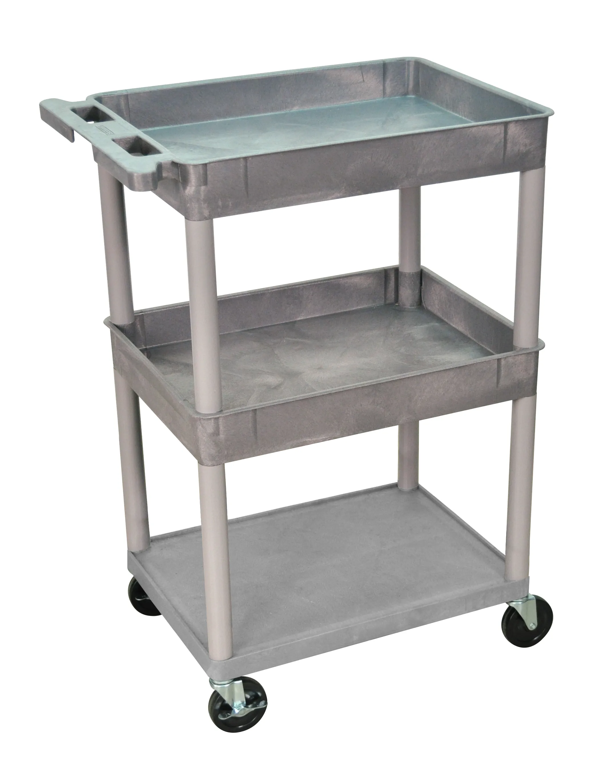 Luxor STC112G - Plastic 3 Shelf Utility Tub Cart - Gray