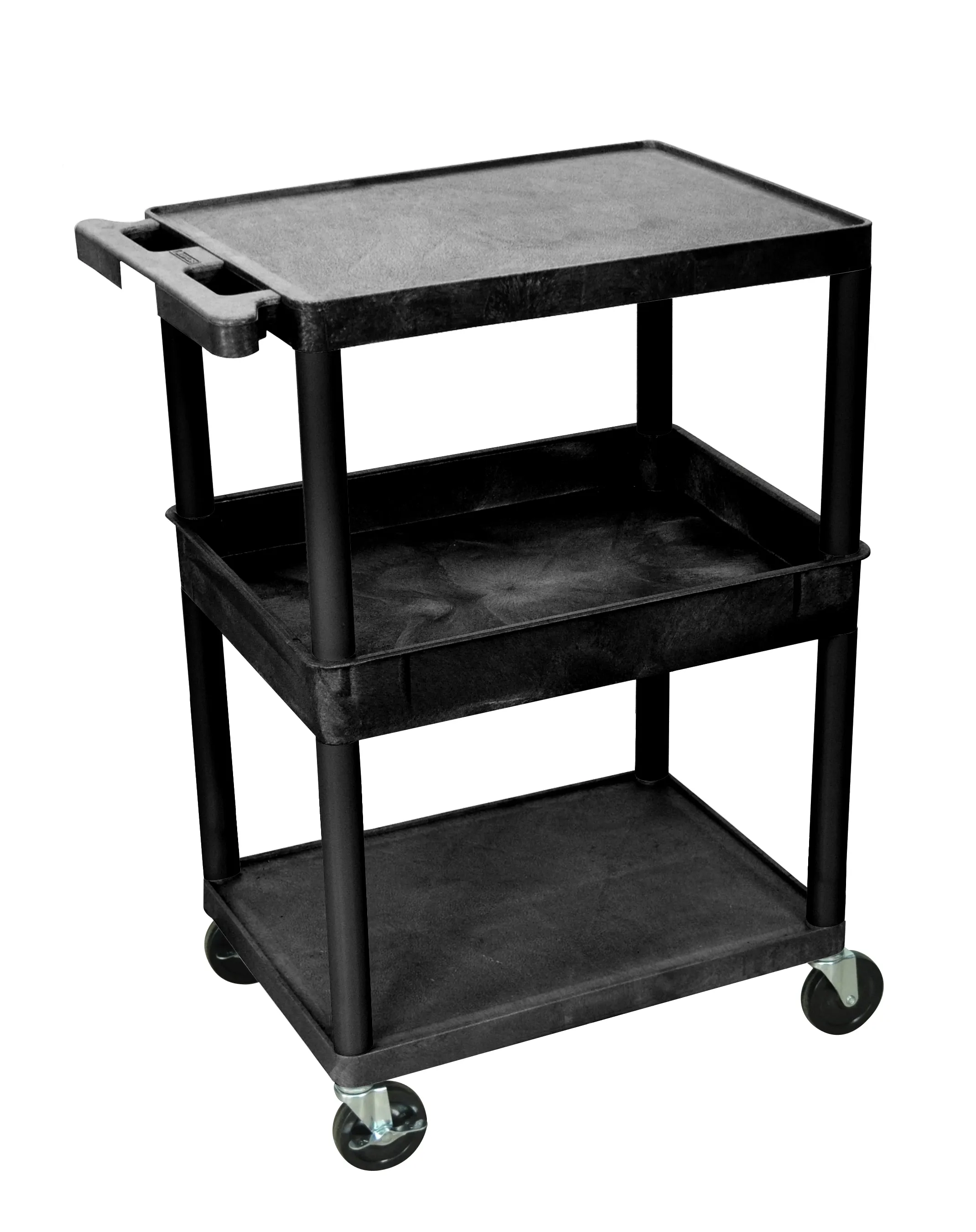 Luxor STC212B - Plastic 3 Shelf Utility Tub Cart - Black