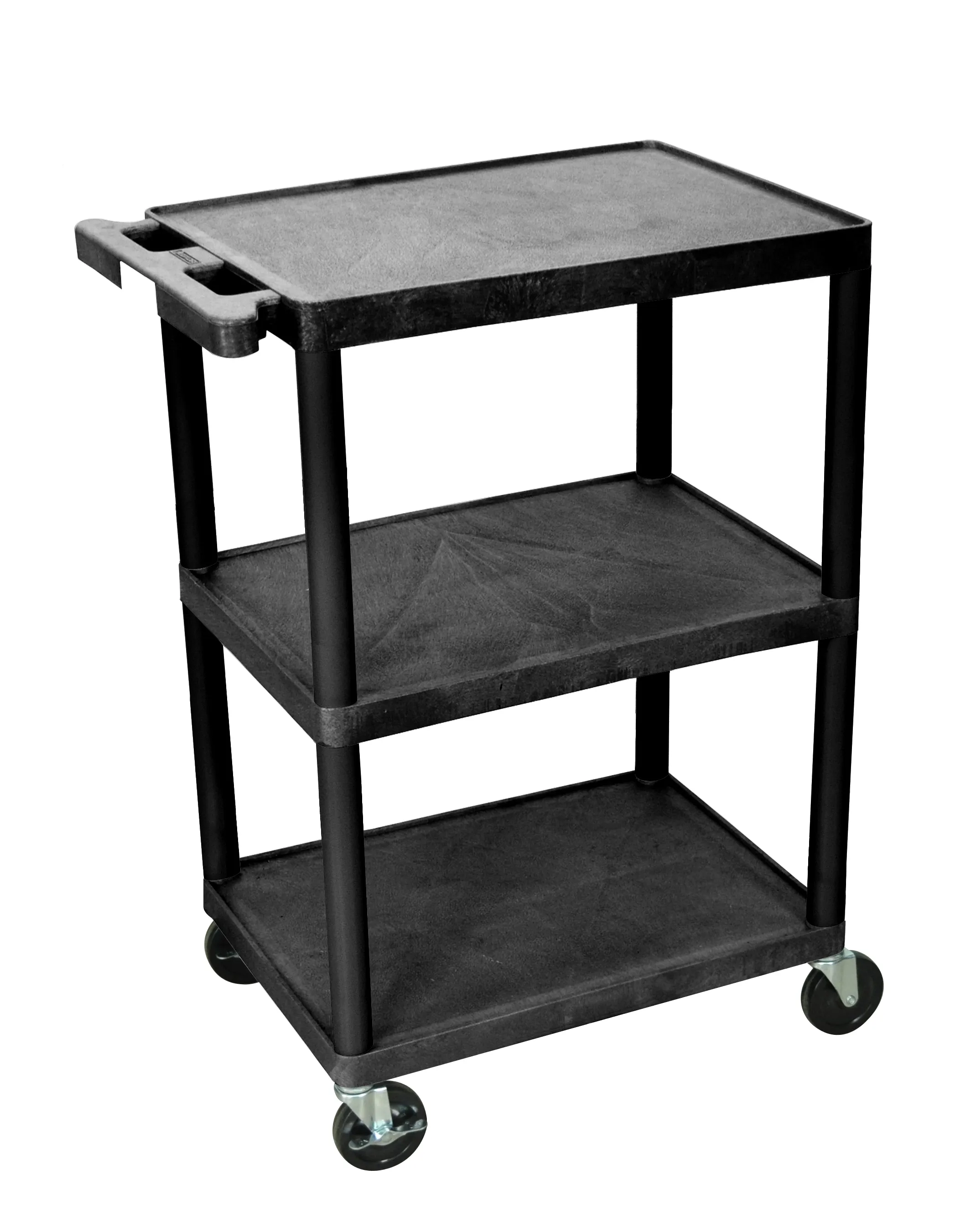 Luxor STC222B - Plastic 3 Shelf Utility Tub Cart - Black