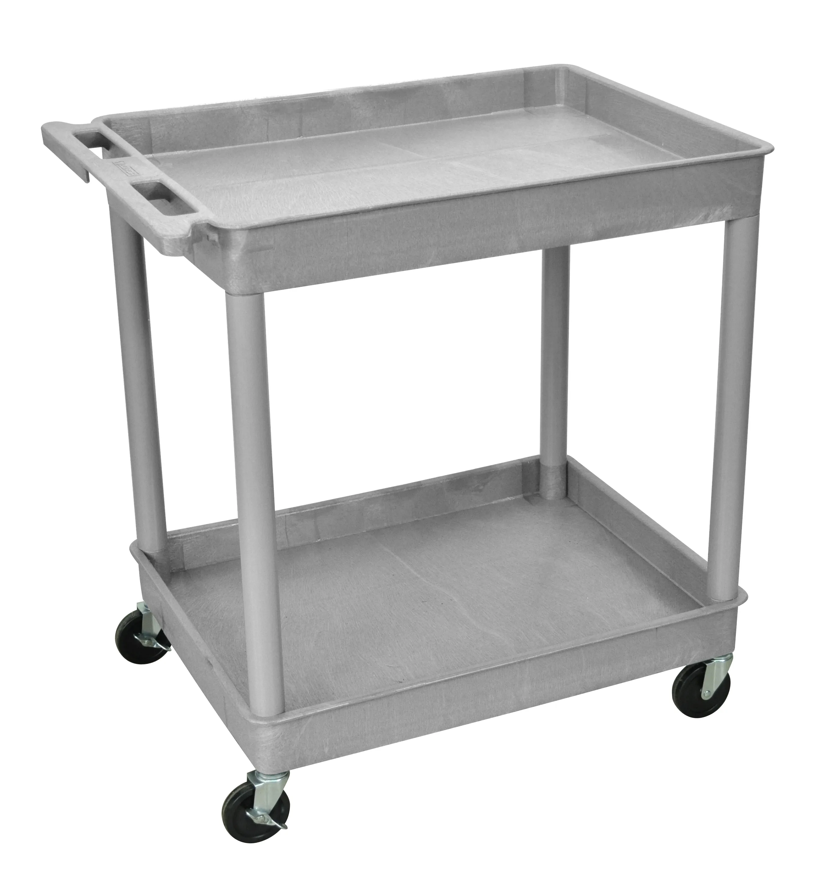Luxor TC11G - Plastic 2 Shelf Utility Tub Cart - Gray