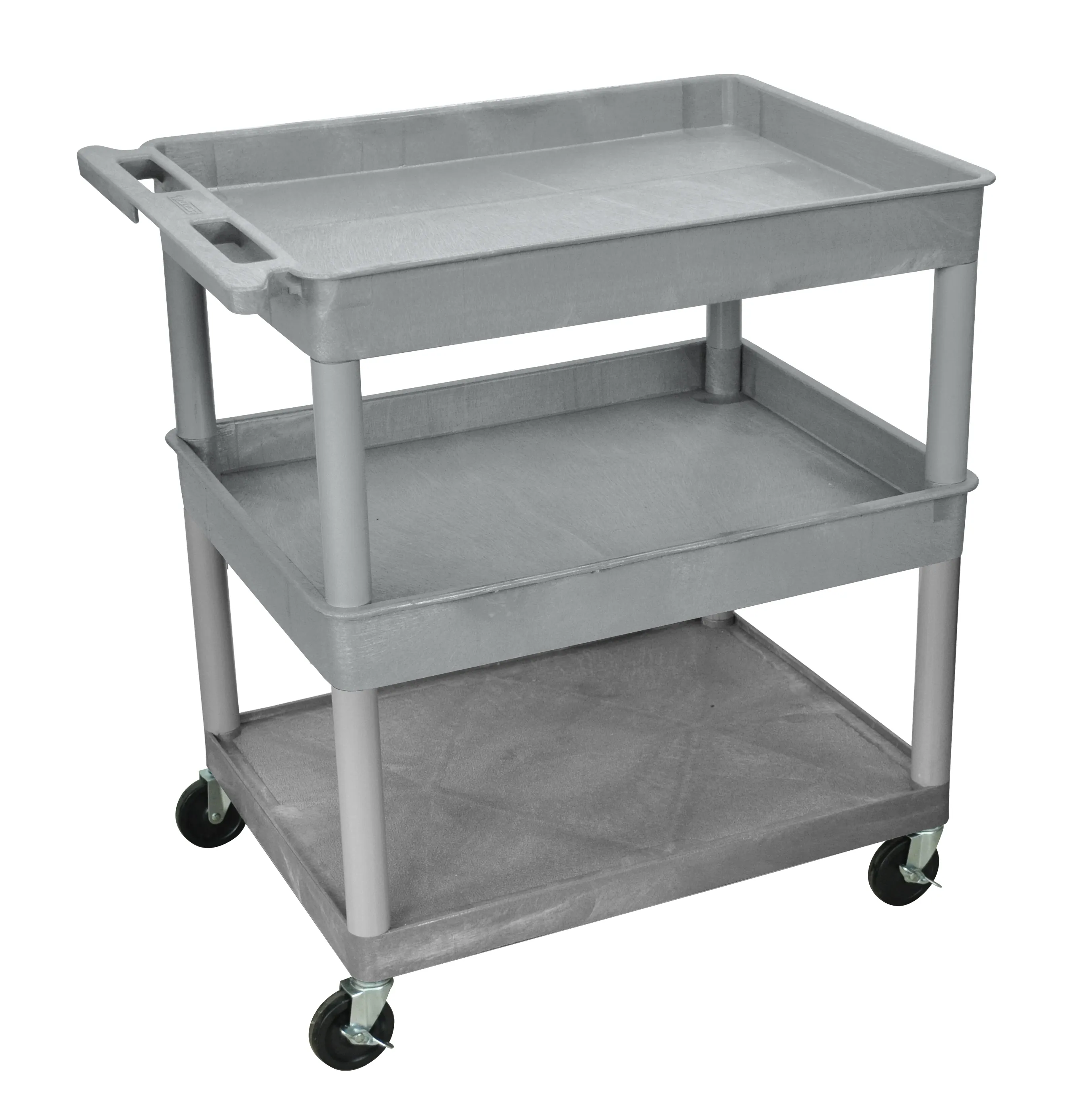 Luxor TC112G - Plastic 3 Shelf Utility Tub Cart - Gray