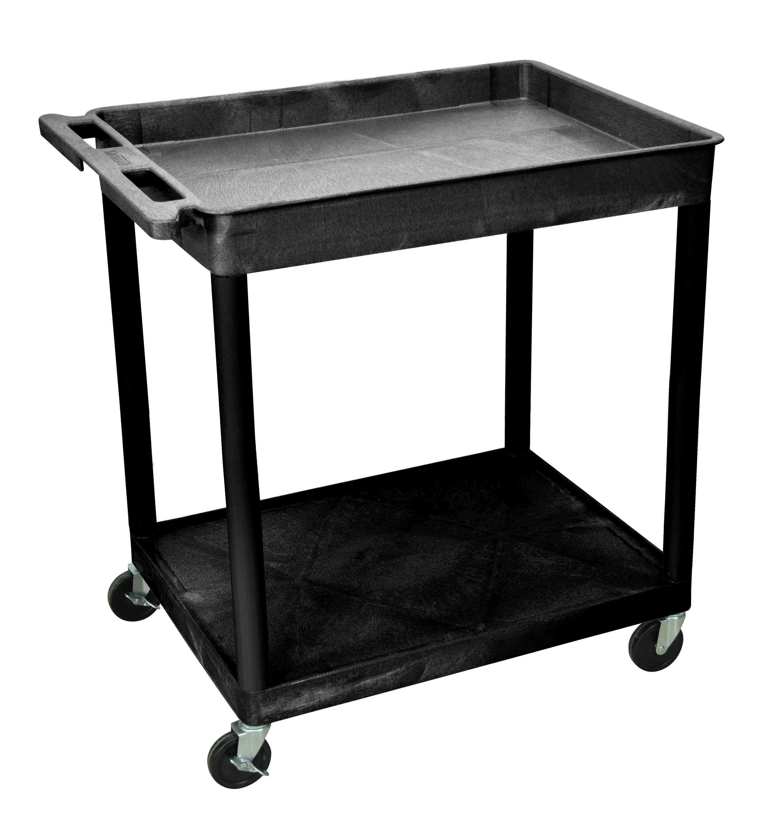 Luxor TC12B - Plastic 2 Shelf Utility Tub Cart - Black