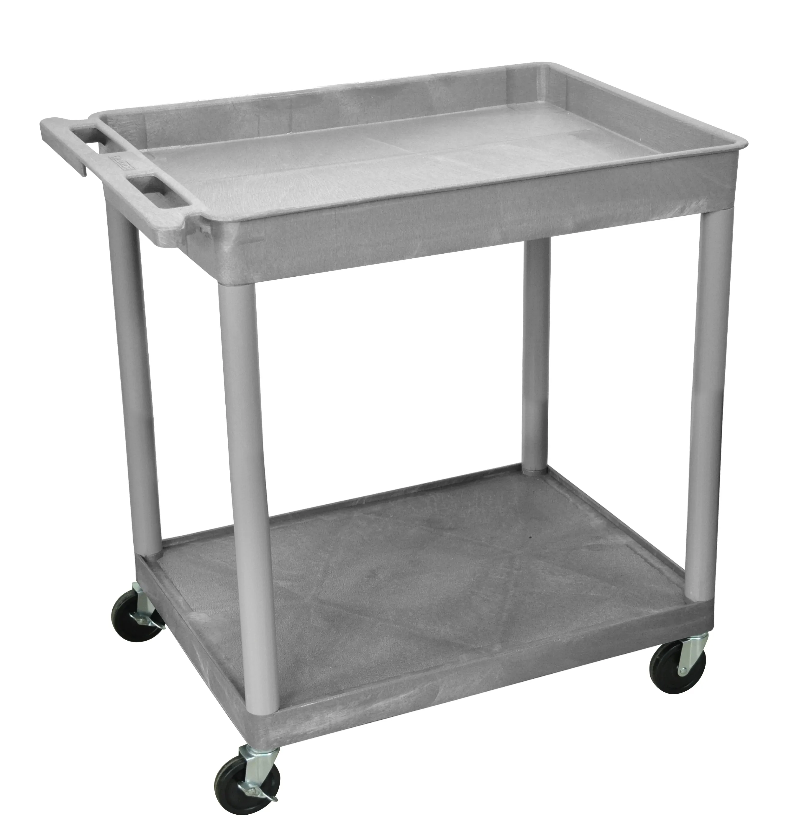 Luxor TC12G - Plastic 2 Shelf Utility Tub Cart - Gray