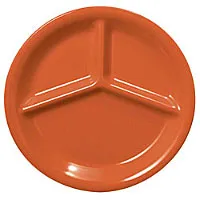 Thunder Group CR710RD - Three Compartment Plate - Orange - 10-1/4" (12 per Case) 