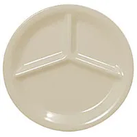 Thunder Group CR710V - Three Compartment Plate - Ivory - 10-1/4" (12 per Case) 
