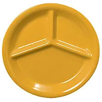Thunder Group CR710YW - Three Compartment Plate - Yellow - 10-1/4" (12 per Case) 