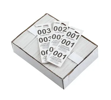 Winco CCK-5WT - White Coat Check Tickets 500/case 