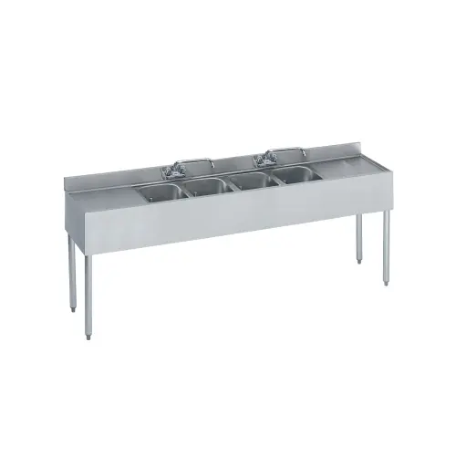 Krowne Metal - 18-74C - 1800 Series 84" Four Compartment Bar Sink - 18" Drainboards on Left/Right