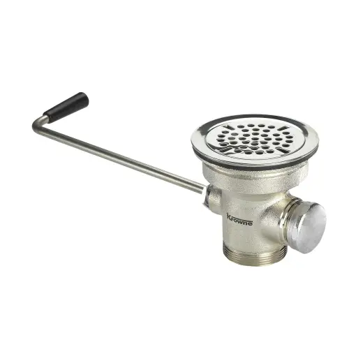 Krowne 22204 - 3-1/2" Twist Waste Drain w/ 1-1/4" Overflow Outlet - Cap Included