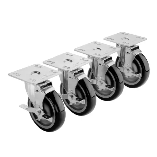 Krowne 28101S - 4" x 4" Plate Caster - 3" Wheel - Set of 4