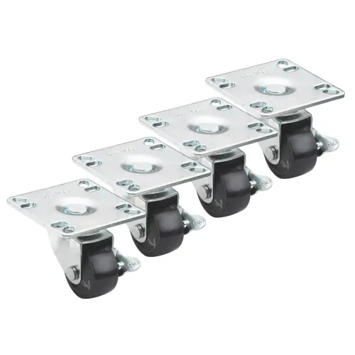 Krowne 28110S - Low Profile 3-1/2" x 3-1/2" Plate Caster - 2" Wheel - Set of 4