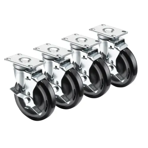 Krowne 28113S - 2-3/8" x 3-5/8" Plate Caster - 5" Wheel - Set of 4