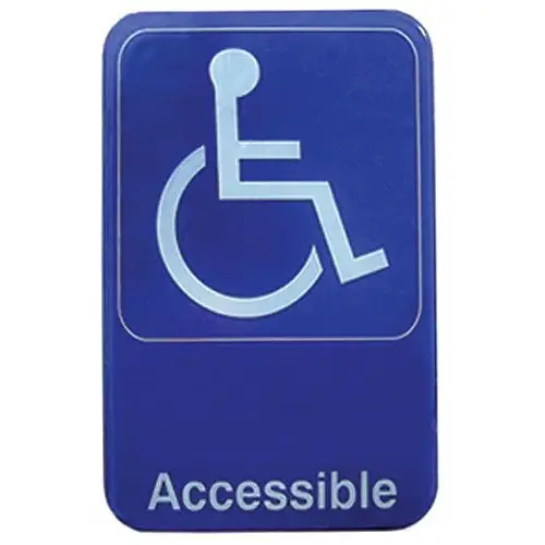 Update International S69B-3BL - 9" x 0.13" x 6" - Braille Sign - Board - Accessible - White on Blue  