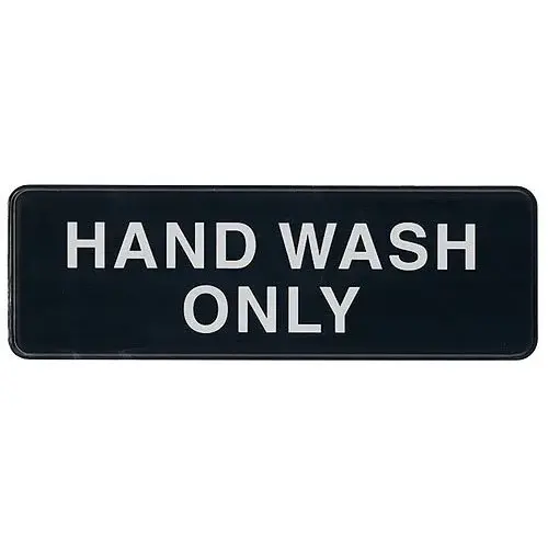 Update International S39-32BK - 9" x 0.06" x 3" - Sign - Board - Hand Wash Only - White on Black 
