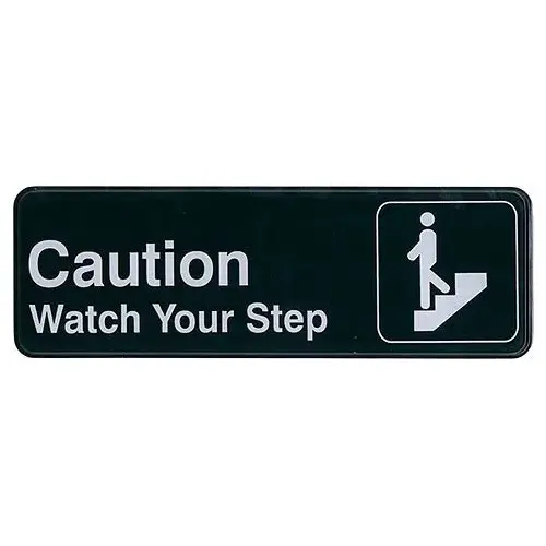 Update International S39-29BK - 9" x 0.06" x 3" - Sign - Board - Caution Watch Your Step - White on Black   