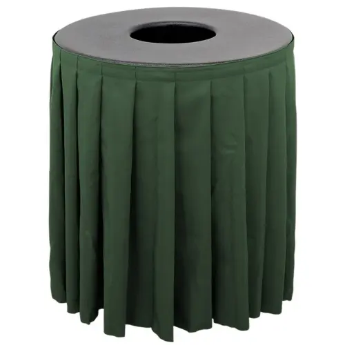Buffet Enhancements 1BCTV44SET - Black Round Topper with Forest Green Skirting for 44 Gallon Trash Cans