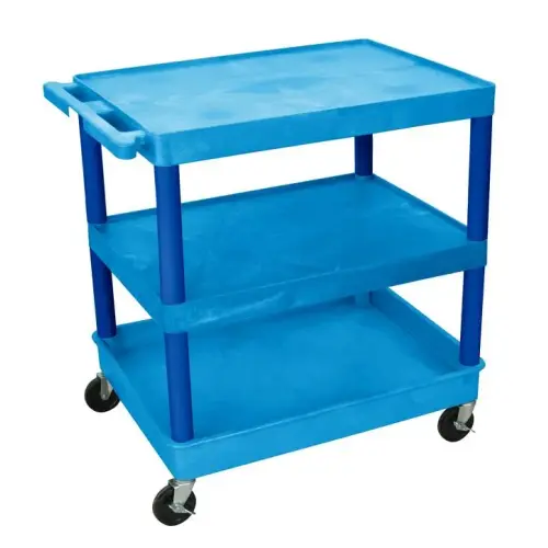 Luxor - TC221BU - Plastic 3 Shelf Utility Tub Cart - Blue