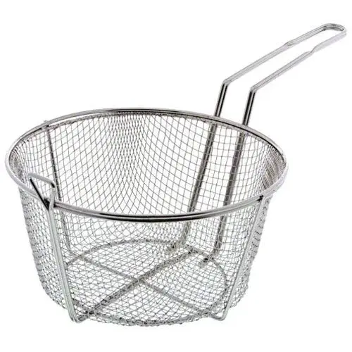 Update International FB-9 - 6" x 9.5" x 17" - Nickel Plated - Round - Wire Fry Basket