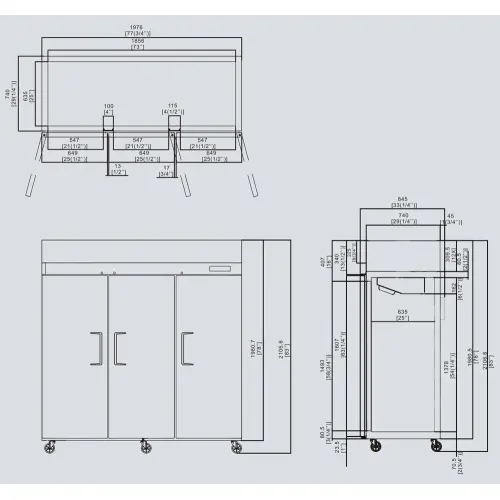 Atosa MBF8003 - 78" Reach In Freezer - 3 Doors - Top Mount