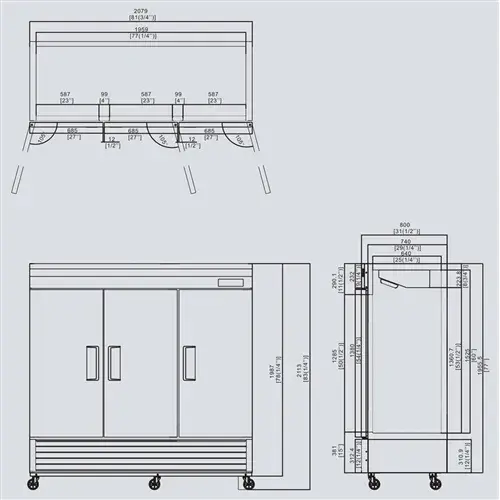 Atosa MBF8504 - 82" Reach In Freezer - 3 Doors