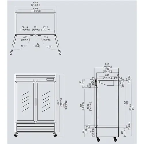 Atosa MCF8707 - 54" Glass Door Refrigerator - 2 Doors