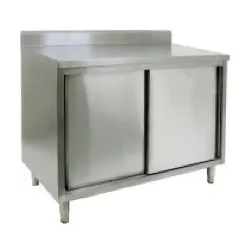 18" X 84" Stainless Steel Cabinet - Sliding Doors - w/ Backsplash