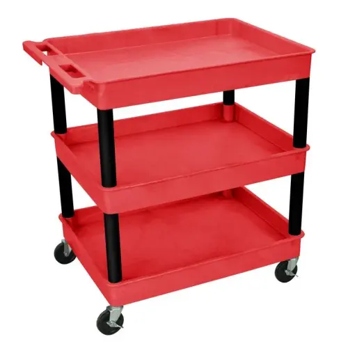 Luxor - RDTC111BK - Plastic 3 Shelf Utility Tub Cart - Red