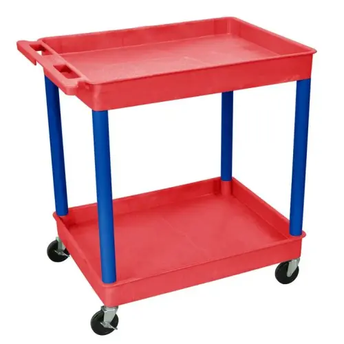 Luxor - RDTC11BU - Plastic 2 Shelf Utility Tub Cart - Red