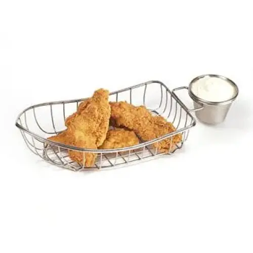 GET Enterprises - 4-80117 - Mini Stainless Boat Basket w/ Condiment Holder