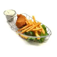 GET Enterprises - 4-80117 - Mini Stainless Boat Basket w/ Condiment Holder