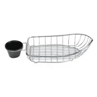 GET Enterprises - 4-80118 - Small Stainless Boat Basket w/ Condiment Holder