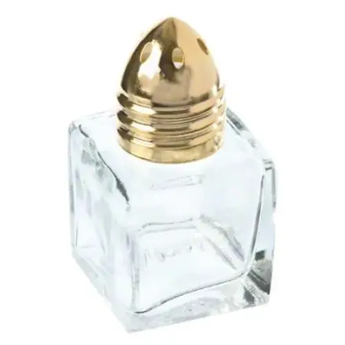 Update International SK-CUG - 1" x 2" x 1" - Glass Salt and Pepper Square Shaker with Gold Top  