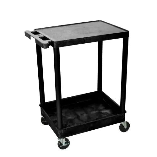 Luxor - STC21B - Plastic 2 Shelf Utility Tub Cart - Black