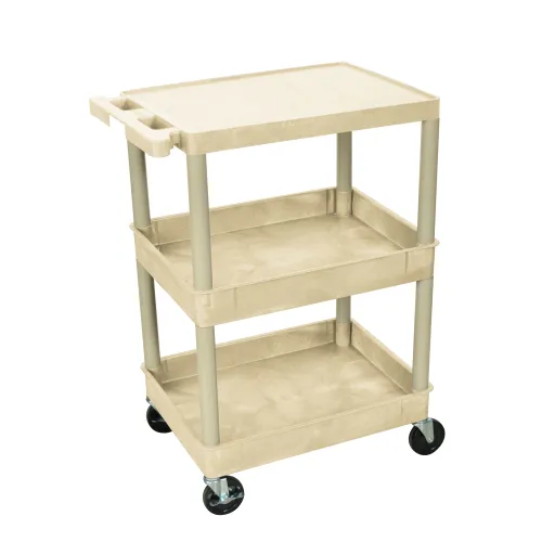 Luxor - STC211P - Plastic 3 Shelf Utility Tub Cart - Putty
